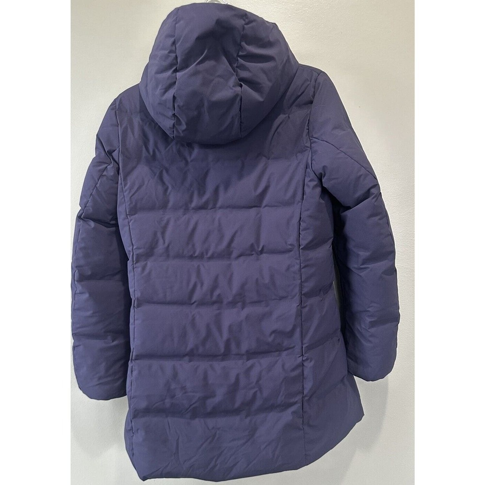 Uniqlo Women’s Down Puffer Coat Sz S Blue Goose Feather Mockneck Packable Hood‌‌ - Picture 5 of 7